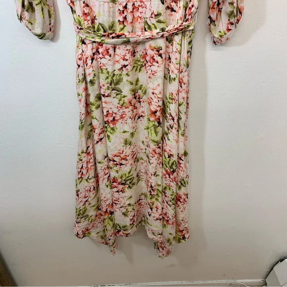 J Jill Midi Dress Small Pink Floral Cottage Core Flowy Boho‎ Coastal Peasant - Picture 8 of 15